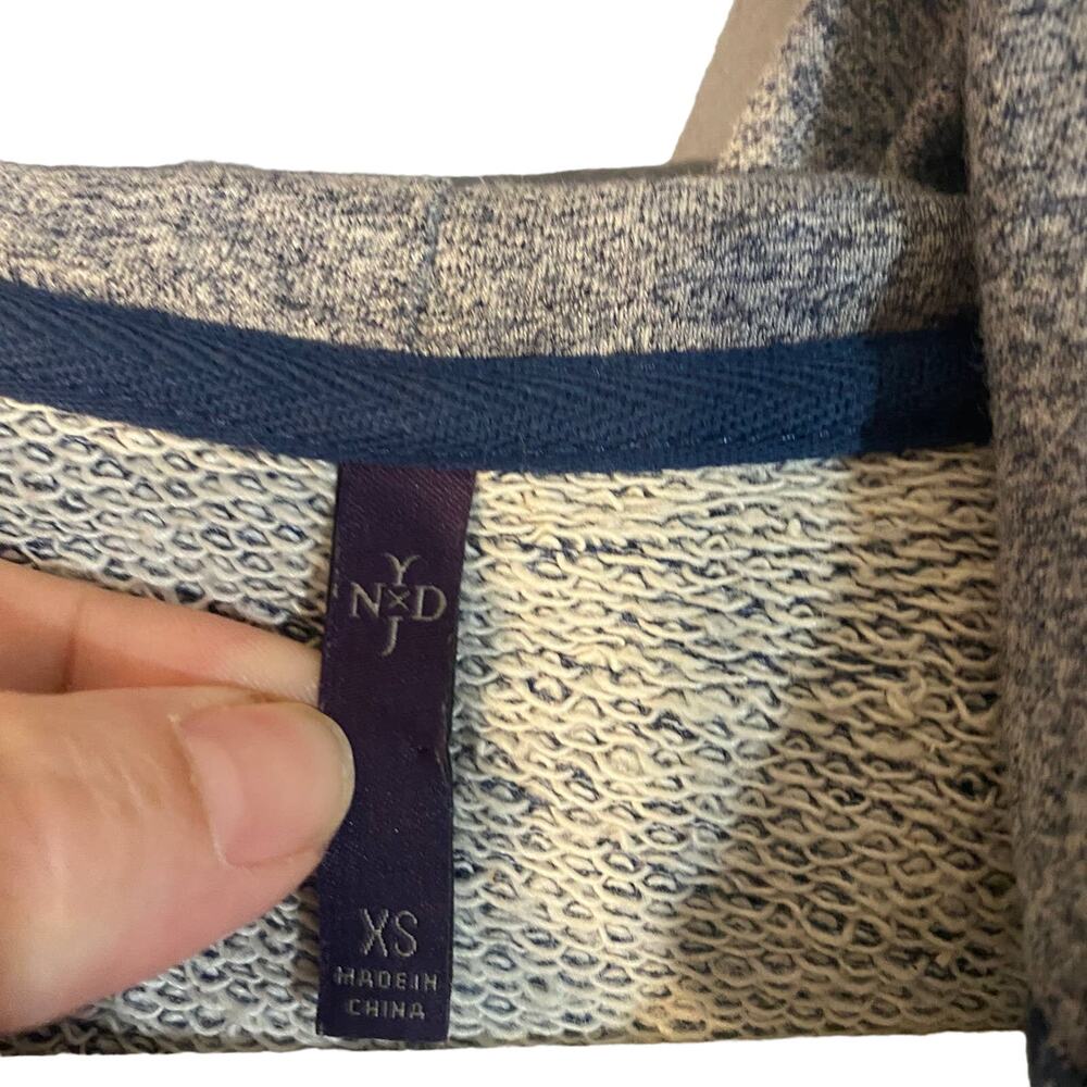 NYDJ Heathered Blue Hooded Opened Waterfall Draped Jacket Women Sz XS - Picture 3 of 7